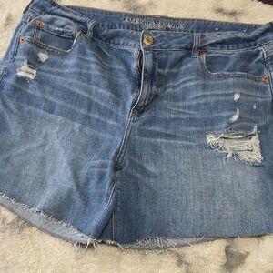 American Eagle Outfitters Blue Distressed Jean Shorts
